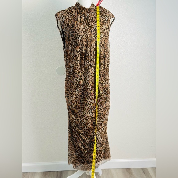 Chico's Midi Dress Ruched Mock Neck Mesh Dress Animal Print Size 16/18 - Picture 10 of 10